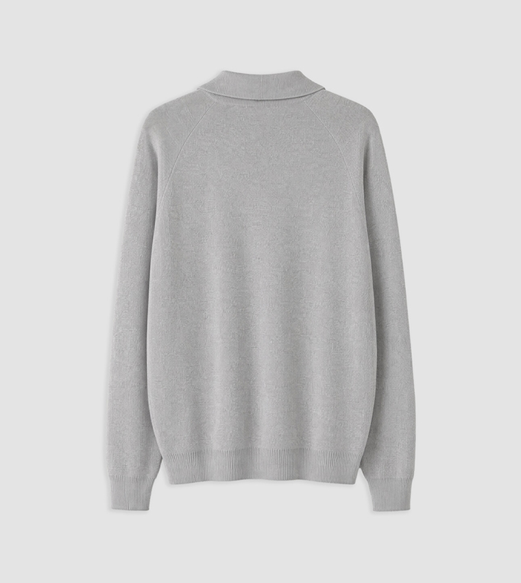 Solid Half Zip Stand Collar Sweater