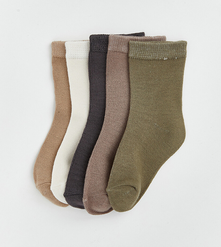 5-Pack Solid Crew Socks