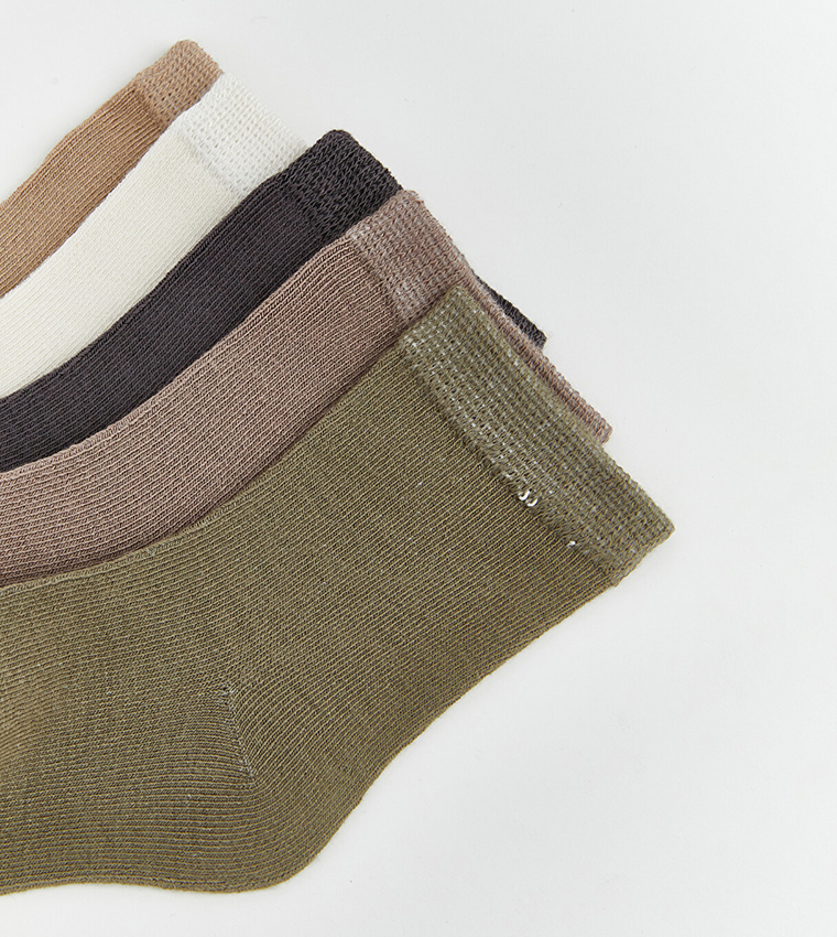 5-Pack Solid Crew Socks