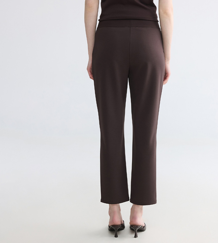 Solid Regular Fit Cropped Trousers