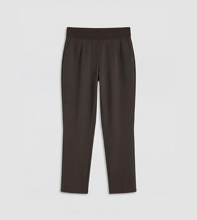 Solid Regular Fit Cropped Trousers