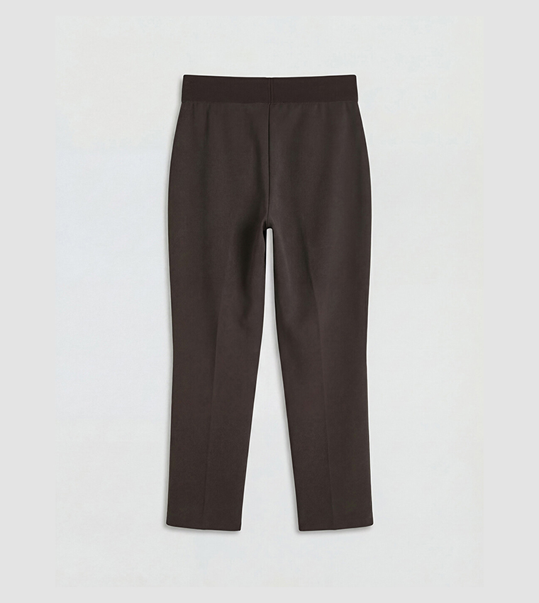 Solid Regular Fit Cropped Trousers