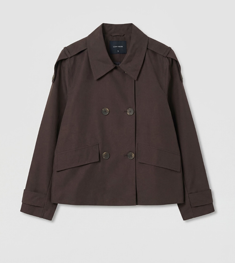 Solid Double Breasted Casual Jacket