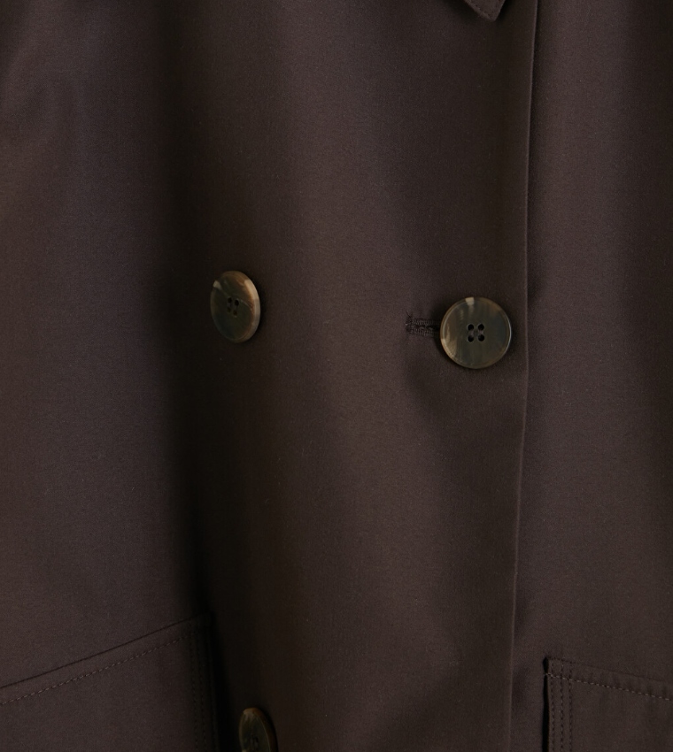 Solid Double Breasted Casual Jacket