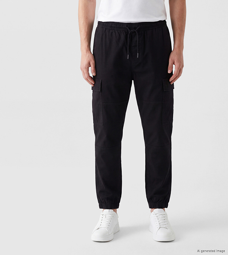 XSIDE Solid Regular Fit Cargo Trousers