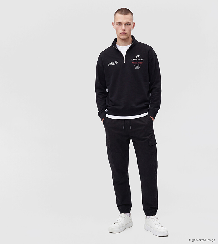 XSIDE Solid Regular Fit Cargo Trousers