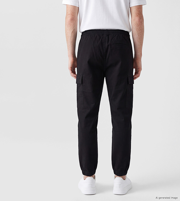 XSIDE Solid Regular Fit Cargo Trousers