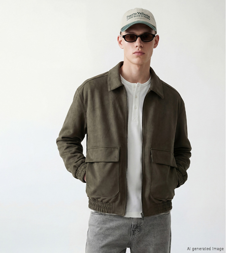 Solid Zipper Casual Jacket
