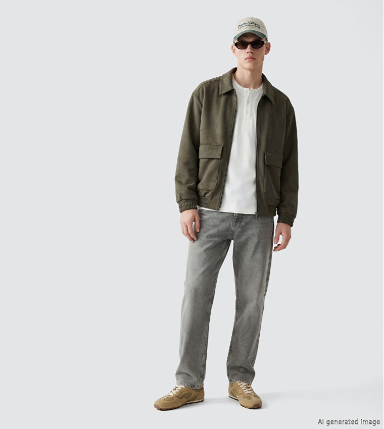 Solid Zipper Casual Jacket