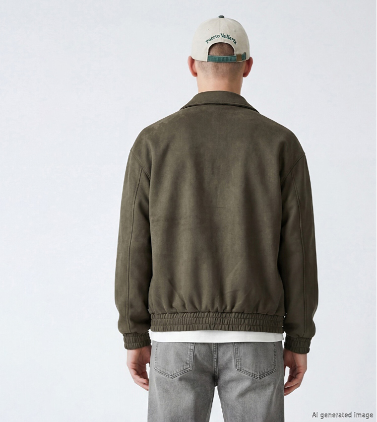 Solid Zipper Casual Jacket