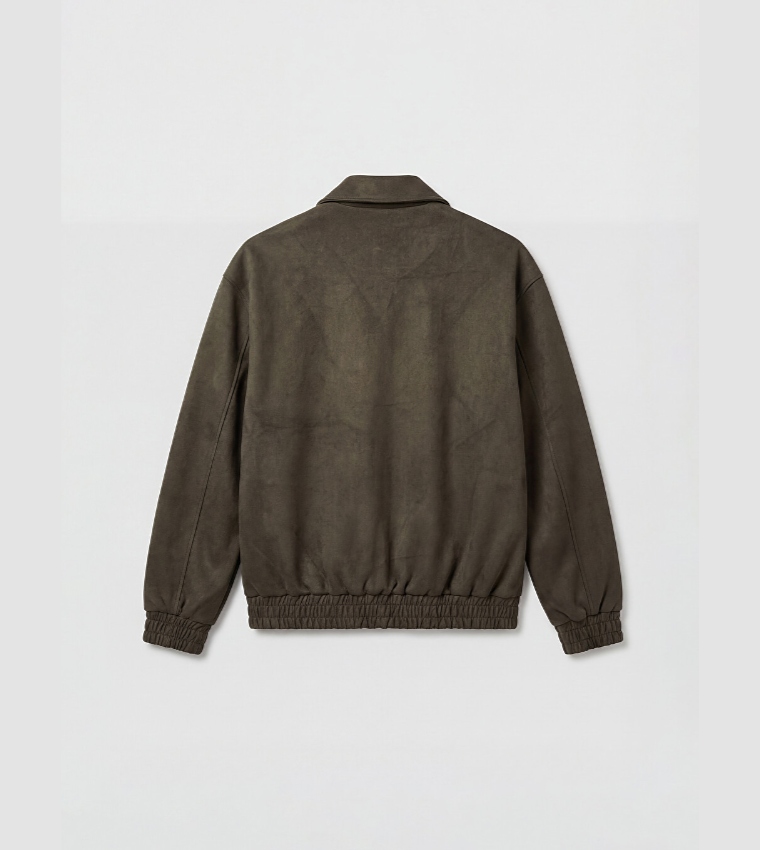 Solid Zipper Casual Jacket