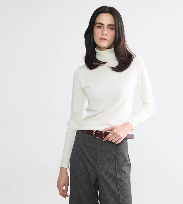 اٍل سي واي كيكي  سترات بياقة سلحفاة - أبيض Turtle neck Sweaters