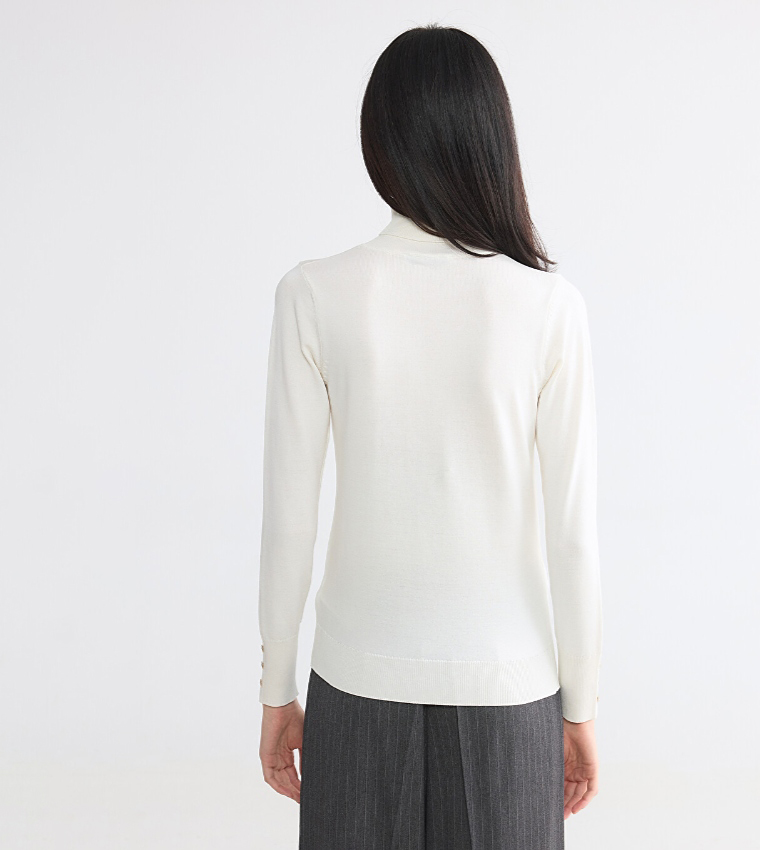 اٍل سي واي كيكي  سترات بياقة سلحفاة - أبيض Turtle neck Sweaters