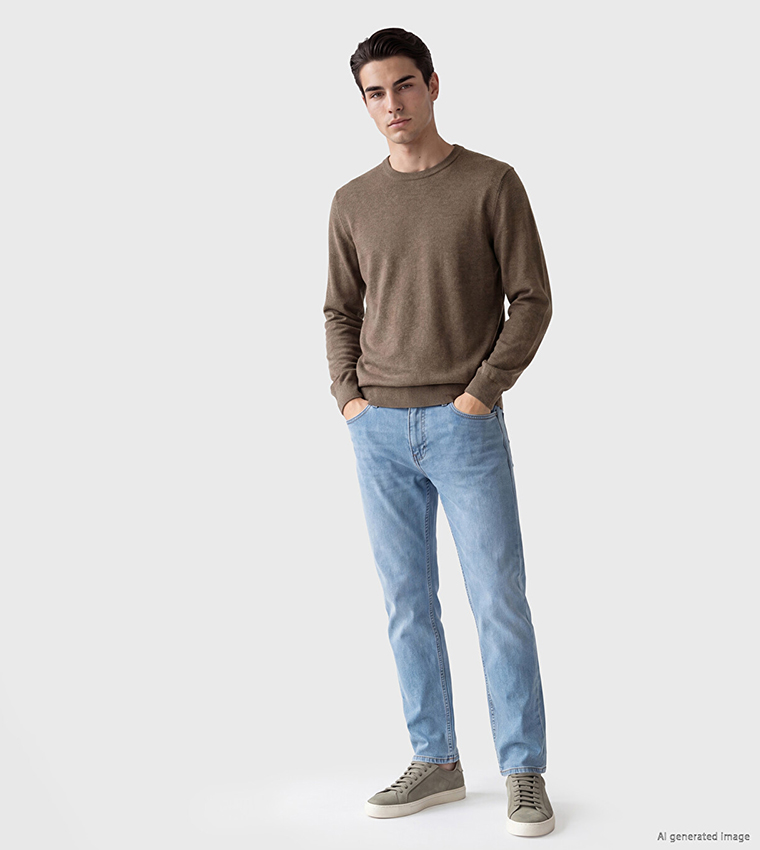 Solid Crew Neck Sweater