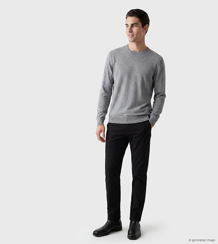 Solid Crew Neck Sweater