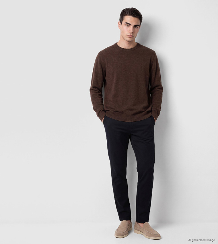 Solid Crew Neck Sweater