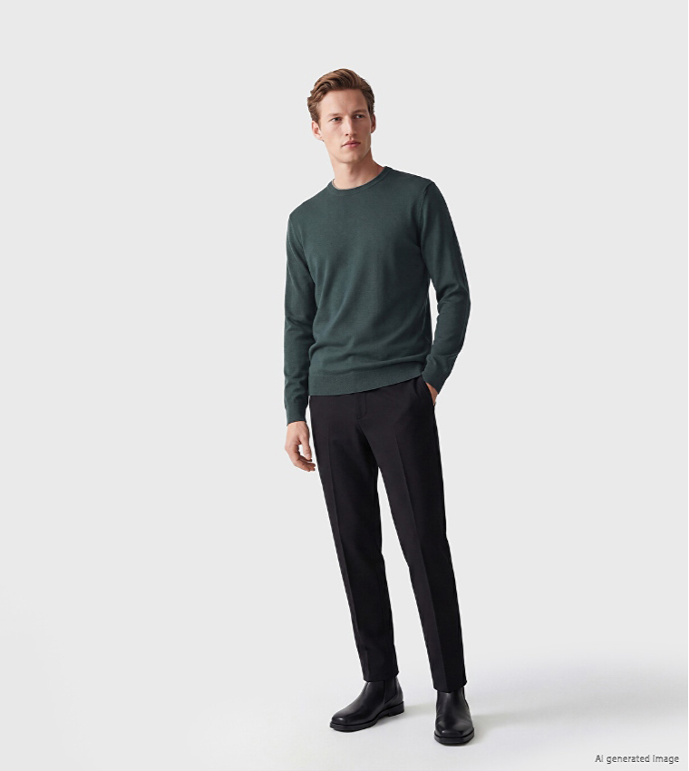 Solid Crew Neck Sweater