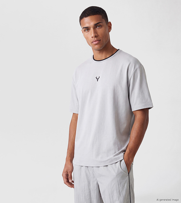 اٍل سي واي كيكي  تيشيرتات بياقة دائرية  - رمادي Round Neck T-Shirts