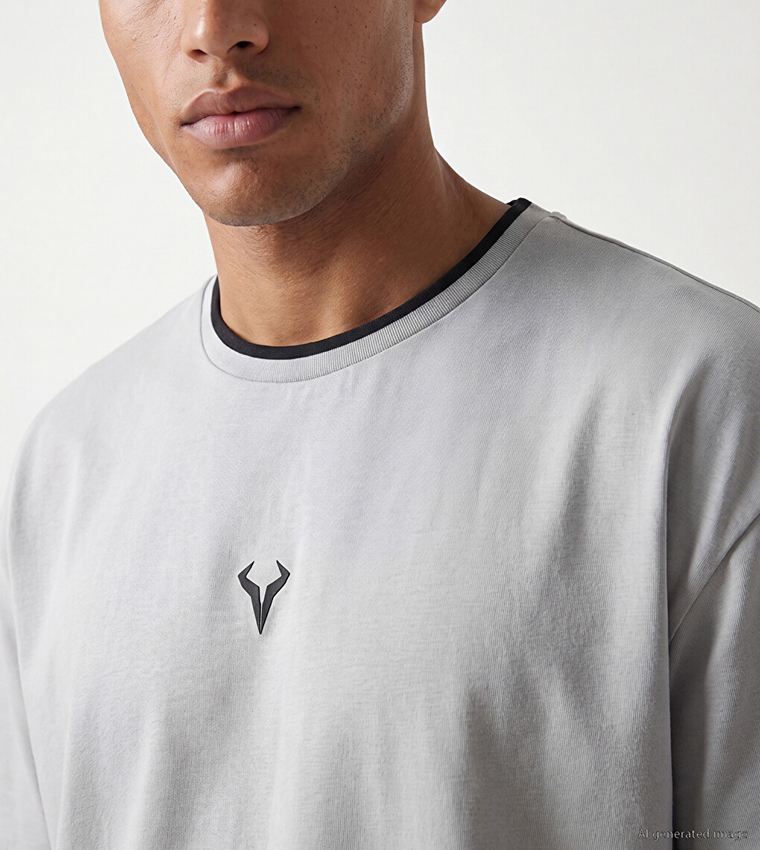 اٍل سي واي كيكي  تيشيرتات بياقة دائرية  - رمادي Round Neck T-Shirts