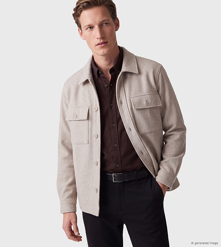 Solid Button Closure Shacket