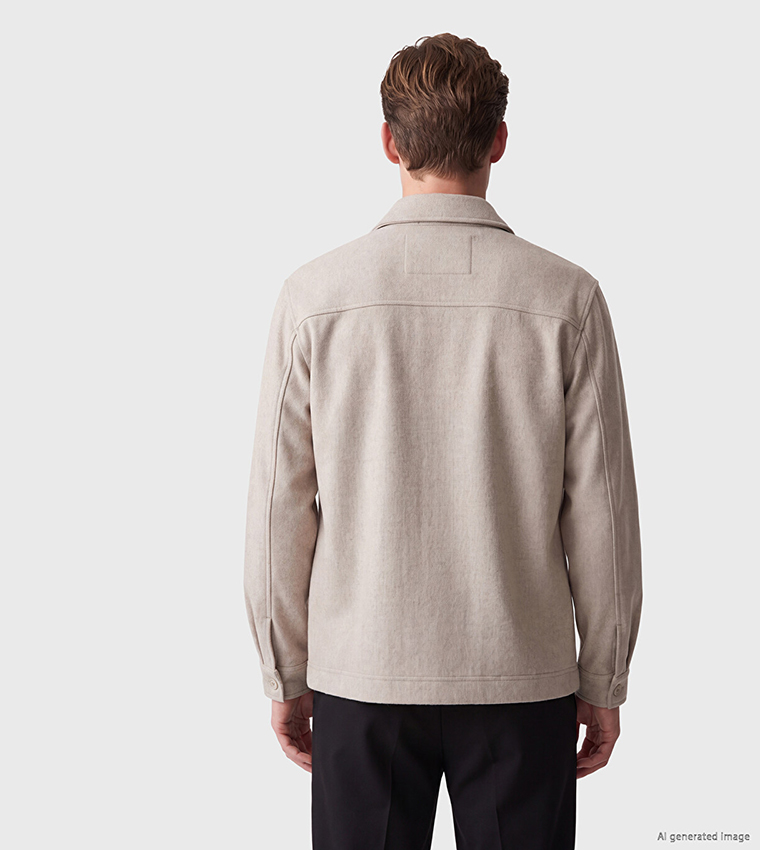 Solid Button Closure Shacket