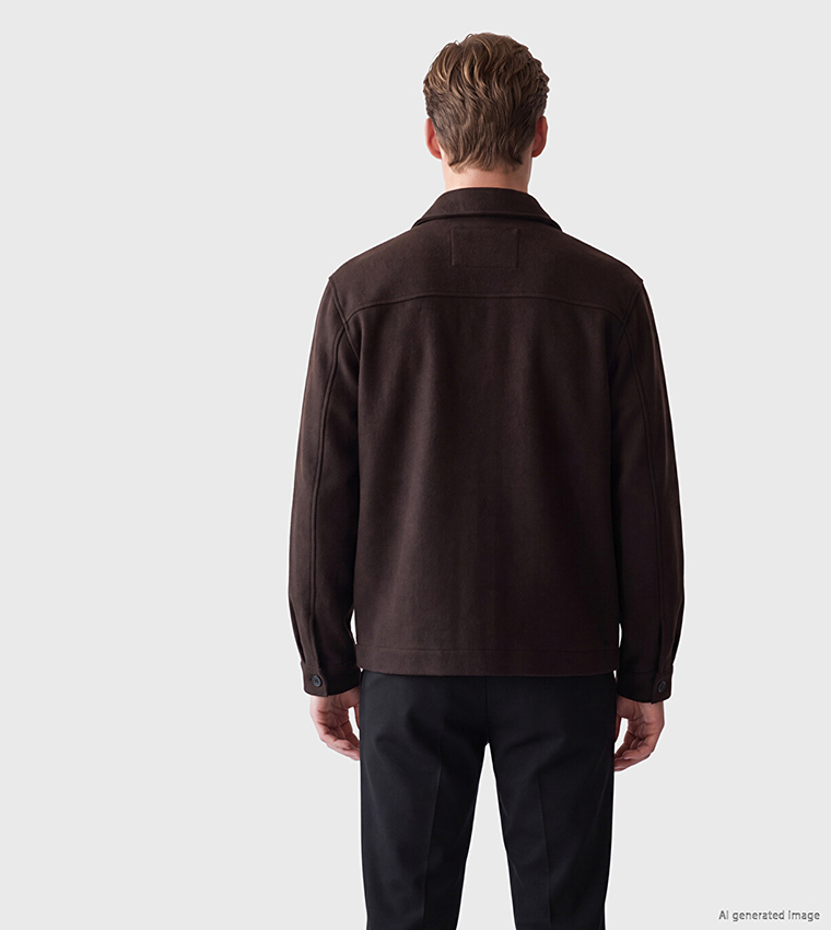 Solid Button Closure Shacket