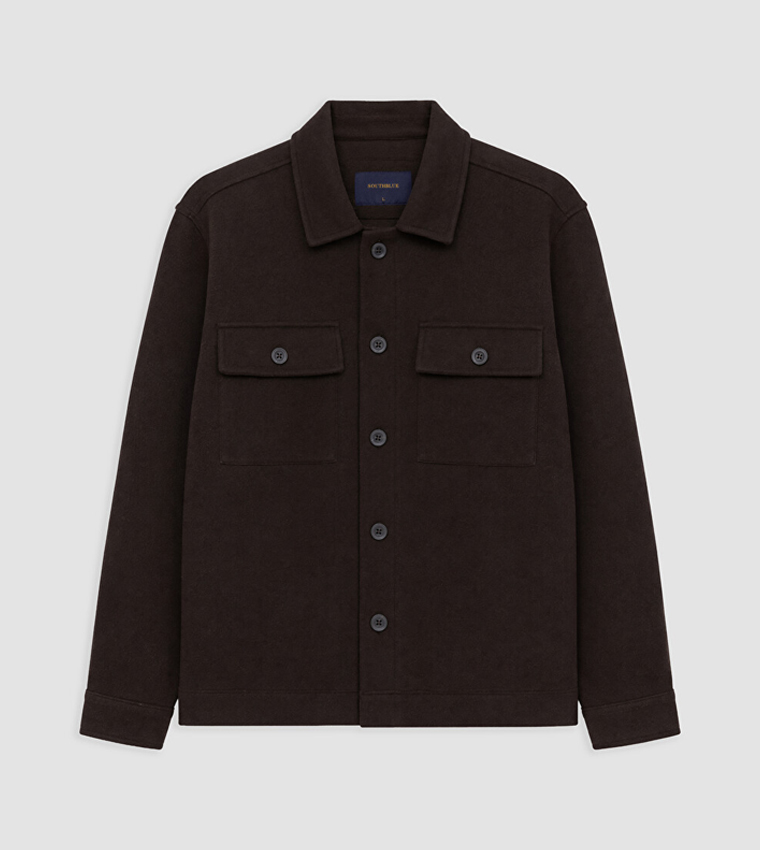 Solid Button Closure Shacket