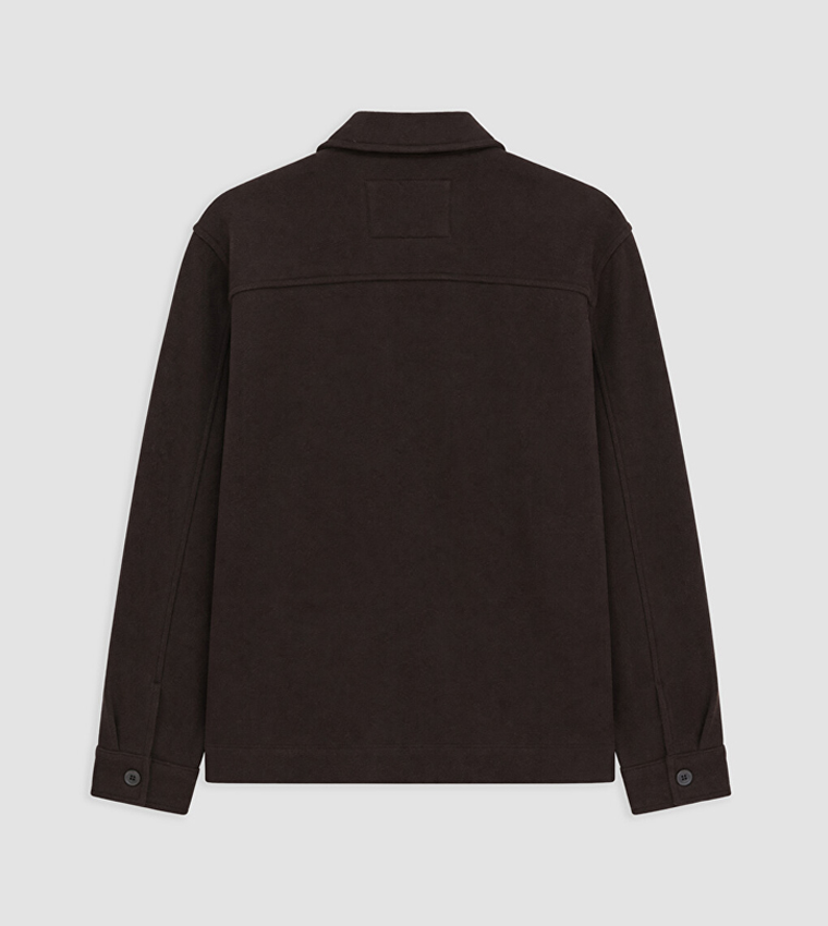 Solid Button Closure Shacket