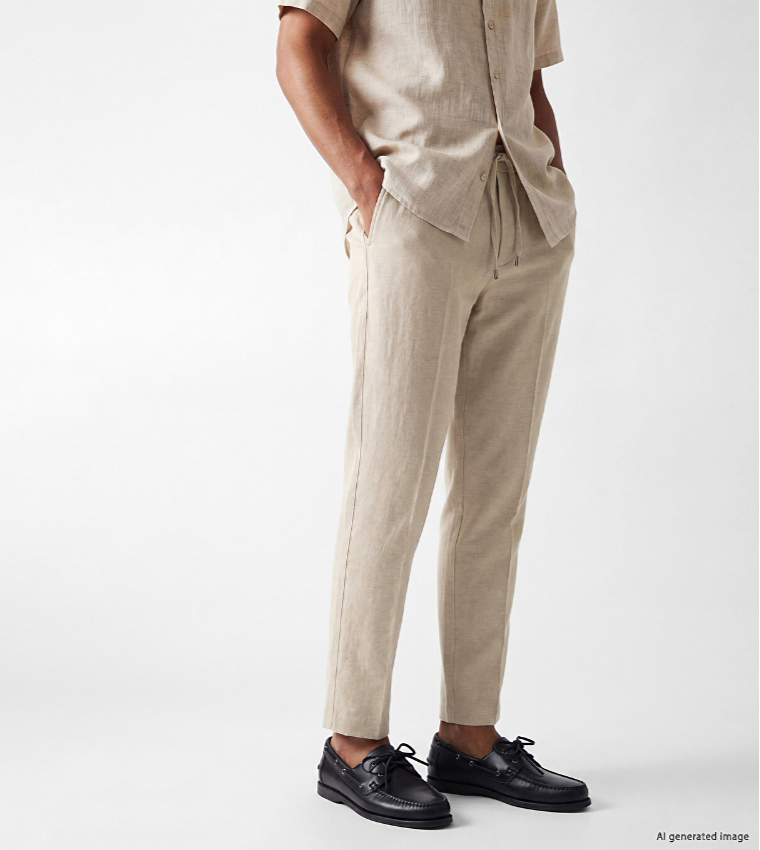 Solid Regular Fit Pants with Drawstring Waist