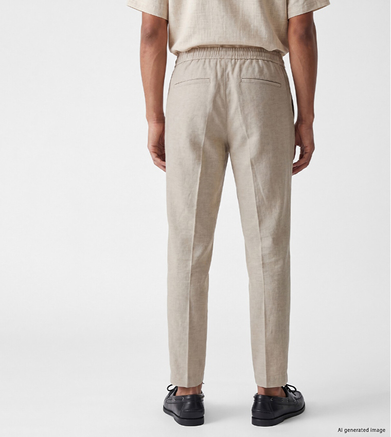 Solid Regular Fit Pants with Drawstring Waist