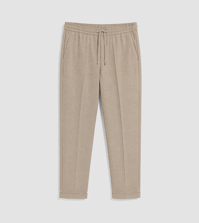 Solid Regular Fit Pants with Drawstring Waist