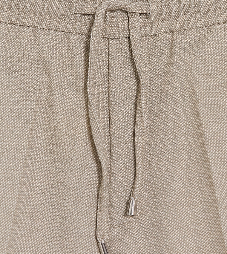 Solid Regular Fit Pants with Drawstring Waist