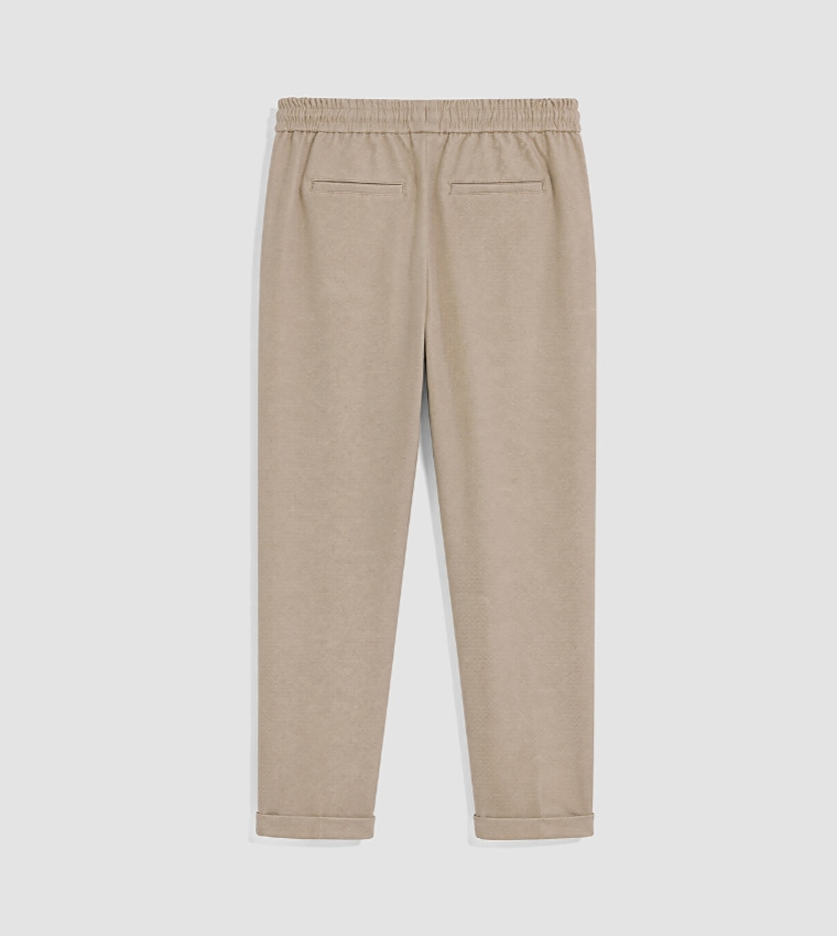 Solid Regular Fit Pants with Drawstring Waist