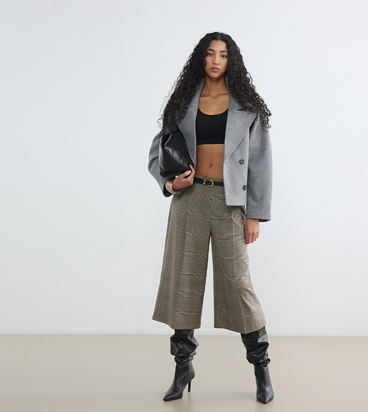 Solid Double-Breasted Casual Jacket