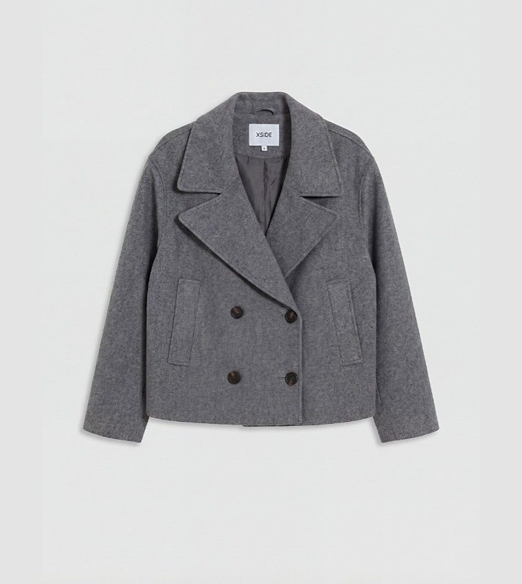 Solid Double-Breasted Casual Jacket
