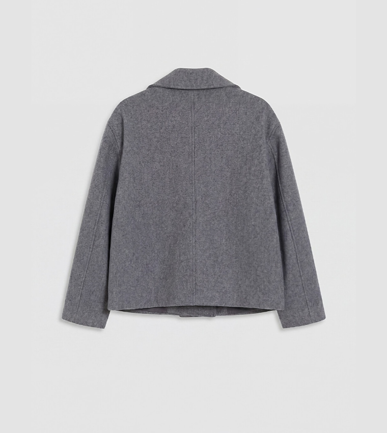 Solid Double-Breasted Casual Jacket