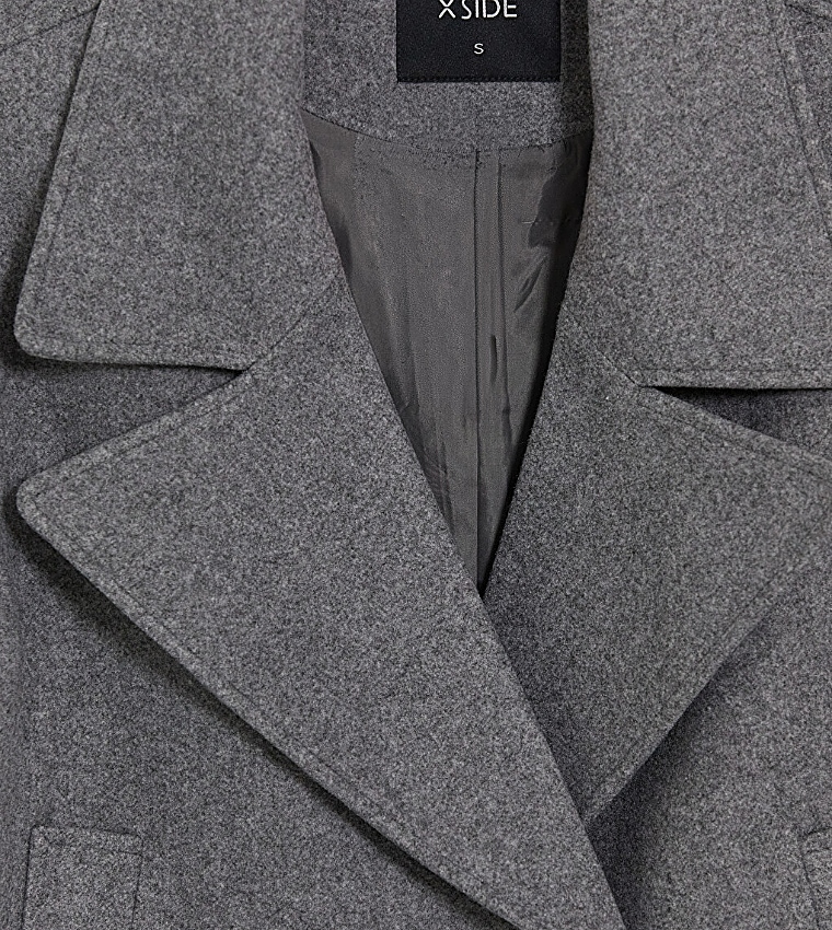 Solid Double-Breasted Casual Jacket