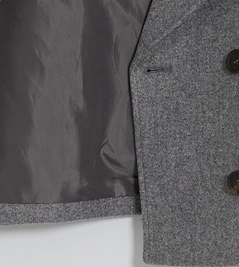 Solid Double-Breasted Casual Jacket