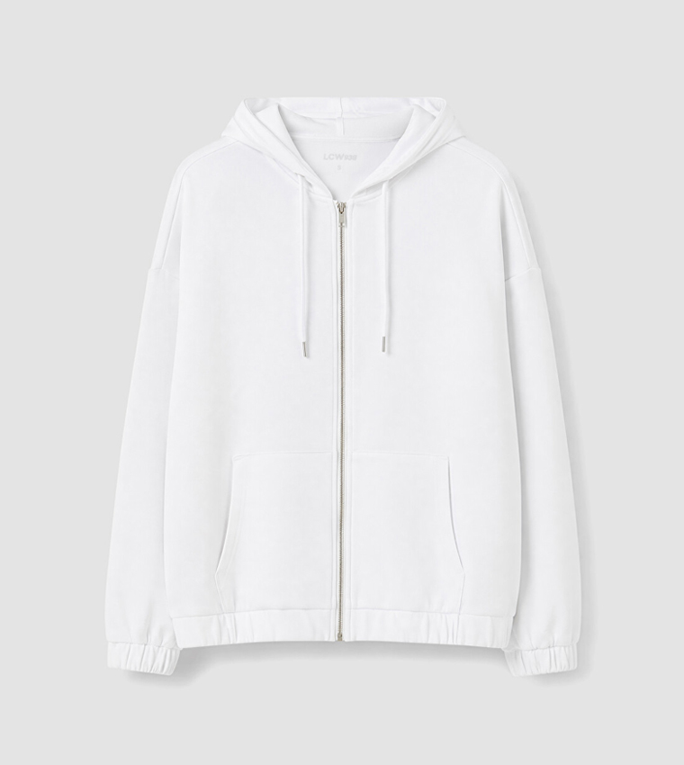 Solid Long Sleeves Oversized Hooded Jacket