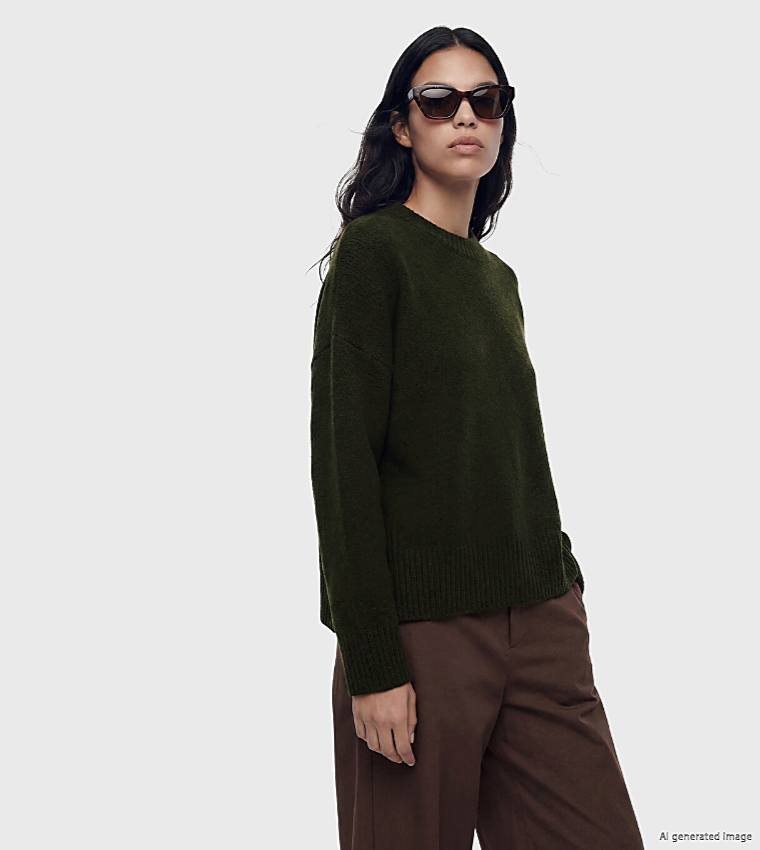 LC Waikiki  Round Neck Sweaters - Khaki Round Neck Sweaters