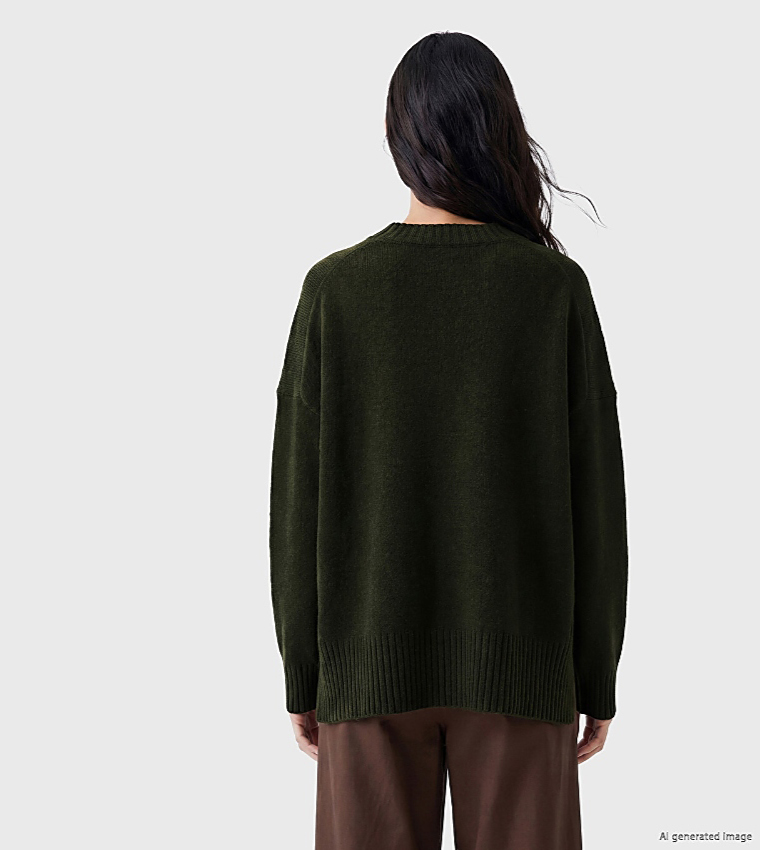 LC Waikiki  Round Neck Sweaters - Khaki Round Neck Sweaters