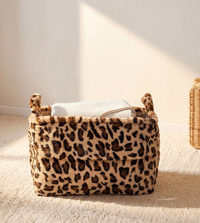 Leopard Patterned Organizer Basket