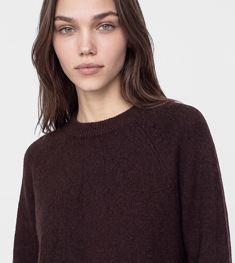 Solid Crew Neck Oversized Sweater
