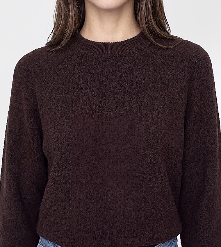 Solid Crew Neck Oversized Sweater