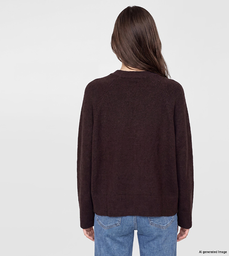 Solid Crew Neck Oversized Sweater