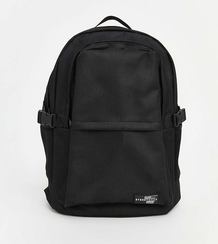 Solid Zip Closure Backpack