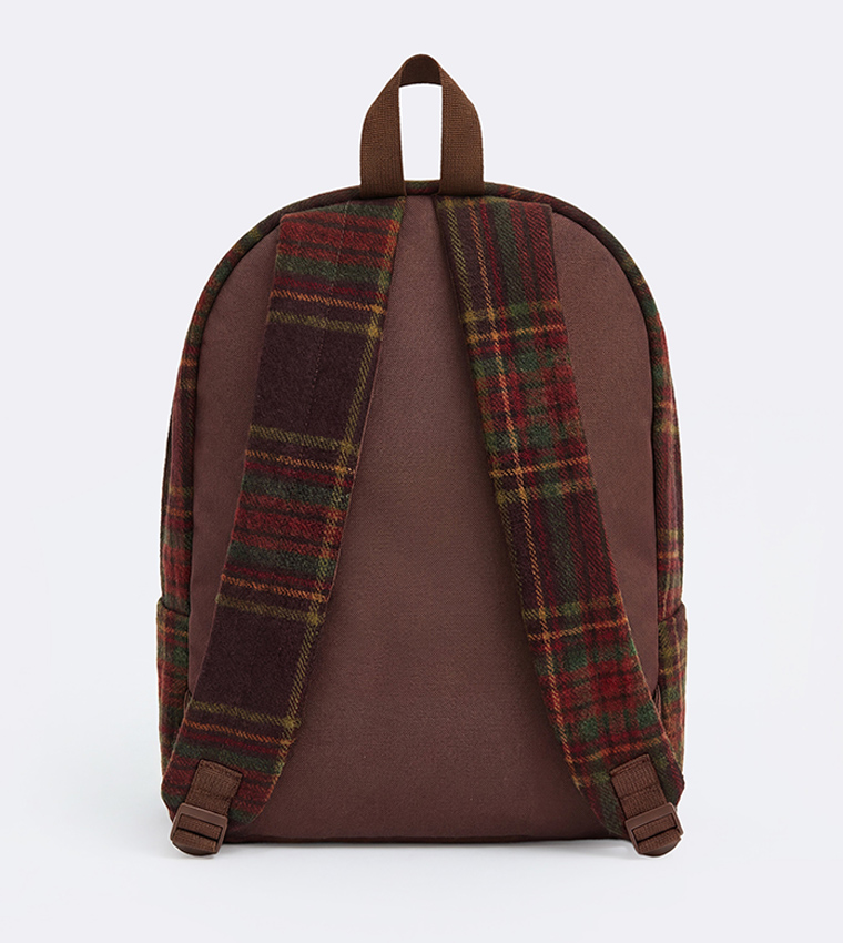 Plaid Front Pocket Backpack