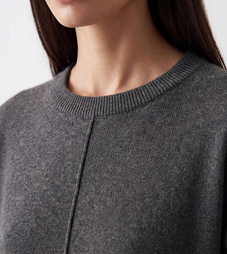 Solid Crew Neck Oversized Sweater