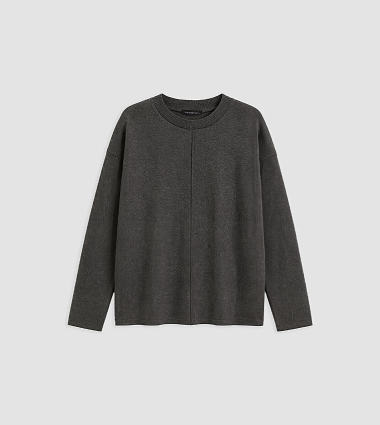 Solid Crew Neck Oversized Sweater