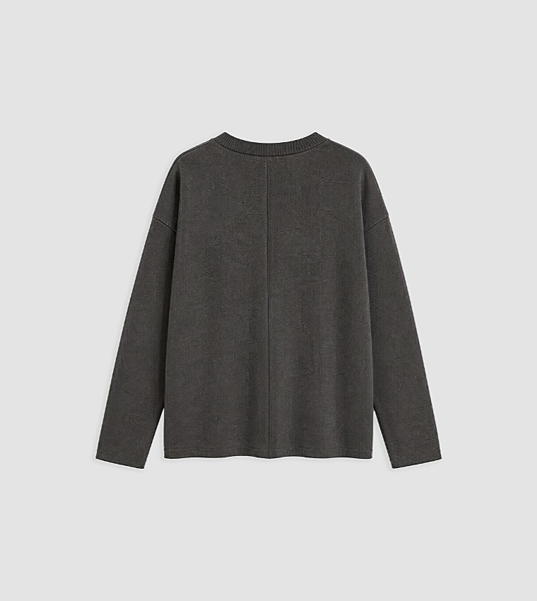 Solid Crew Neck Oversized Sweater
